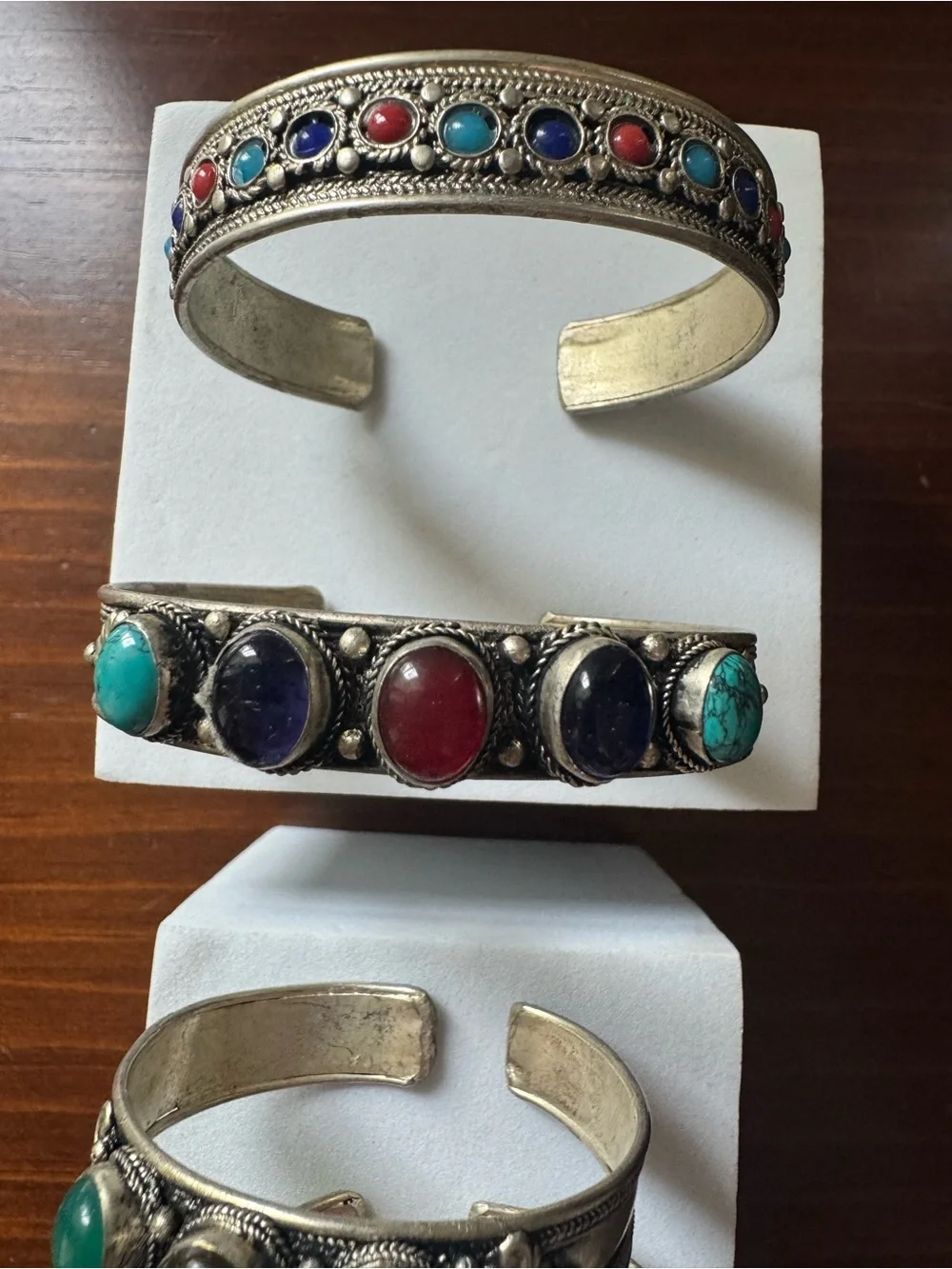 Vintage Lot of Six Silver Tone Rhinestone Bangle Bracelets